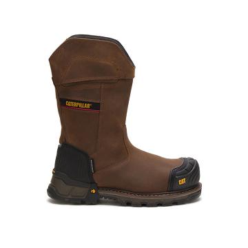 Caterpillar Excavator XL Pull On Waterproof Composite Toe Men's Waterproof Boots Coffee | CAT132-AU